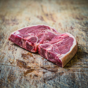 Organic home bred double loin lamb chops